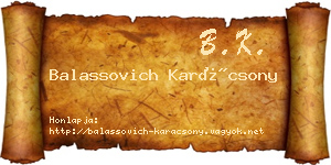 Balassovich Karácsony névjegykártya